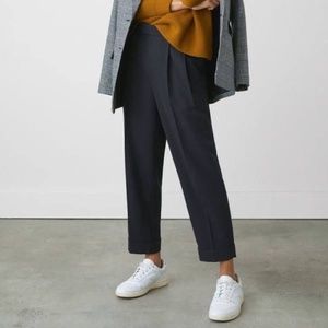 Pleated High Rise Black Trouser